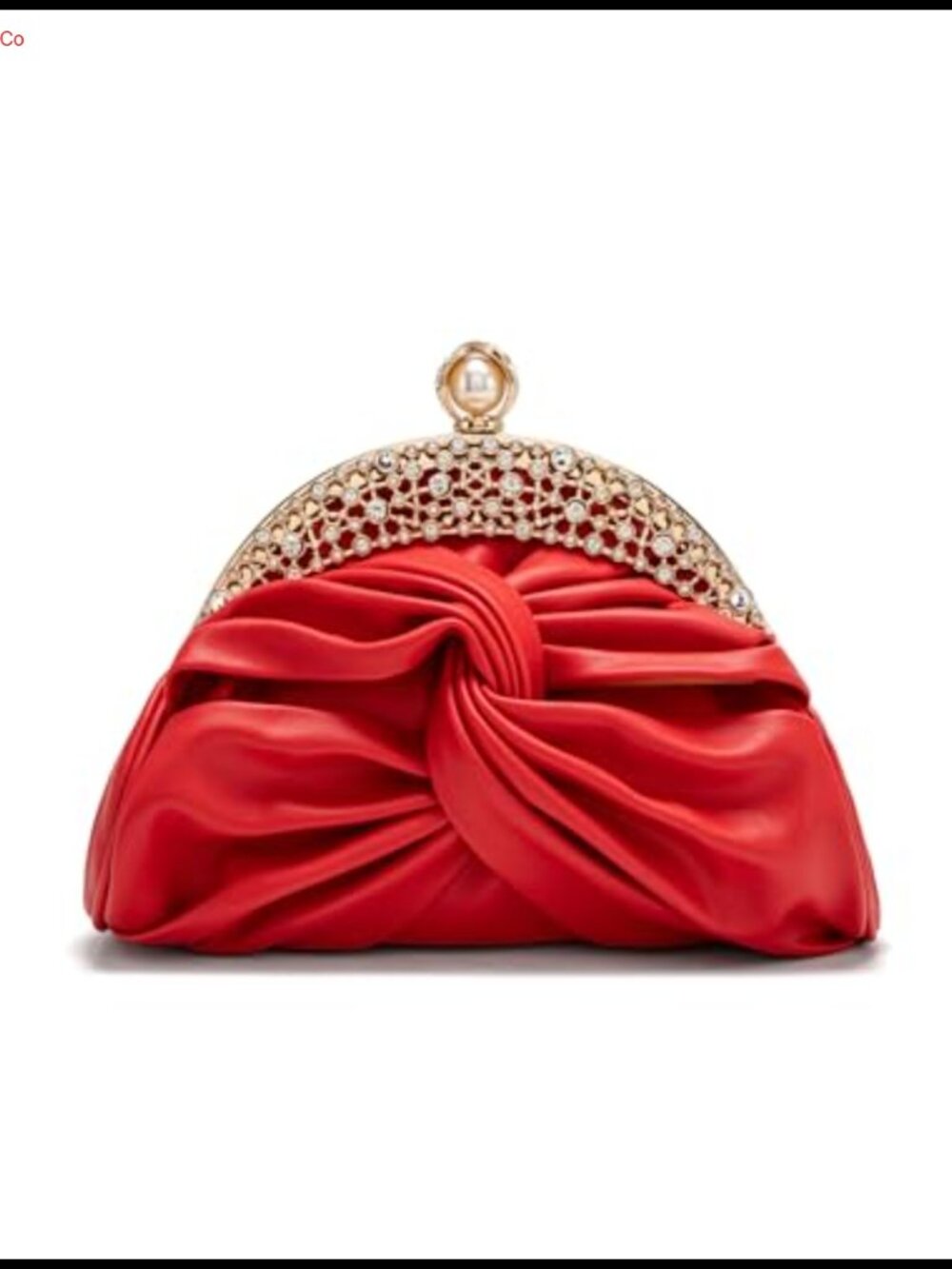 Sweetovo PU Leather Clutch Evening Bag Crystal Buckle Detachable Chain